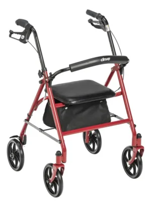 Andador Rollator de Aluminio 4 Ruedas con Asiento, Frenos y Bolso
