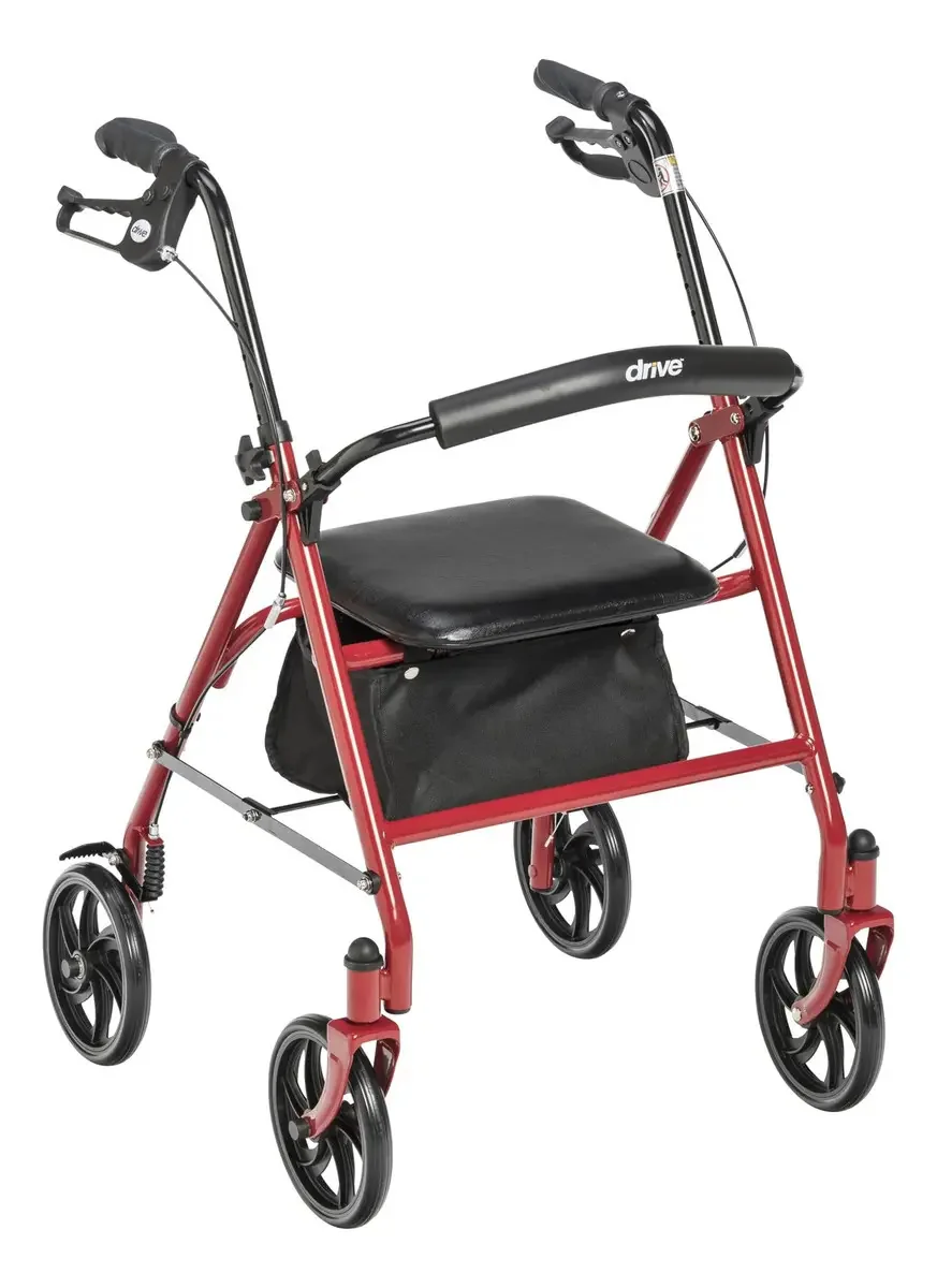 Andador Rollator de Aluminio 4 Ruedas con Asiento, Frenos y Bolso