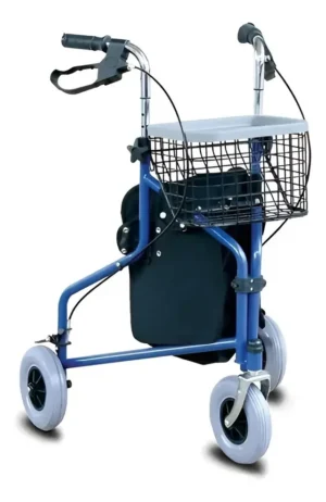 Andador Rollator 3 Ruedas con Canasto, Bolso, Bandeja y Frenos
