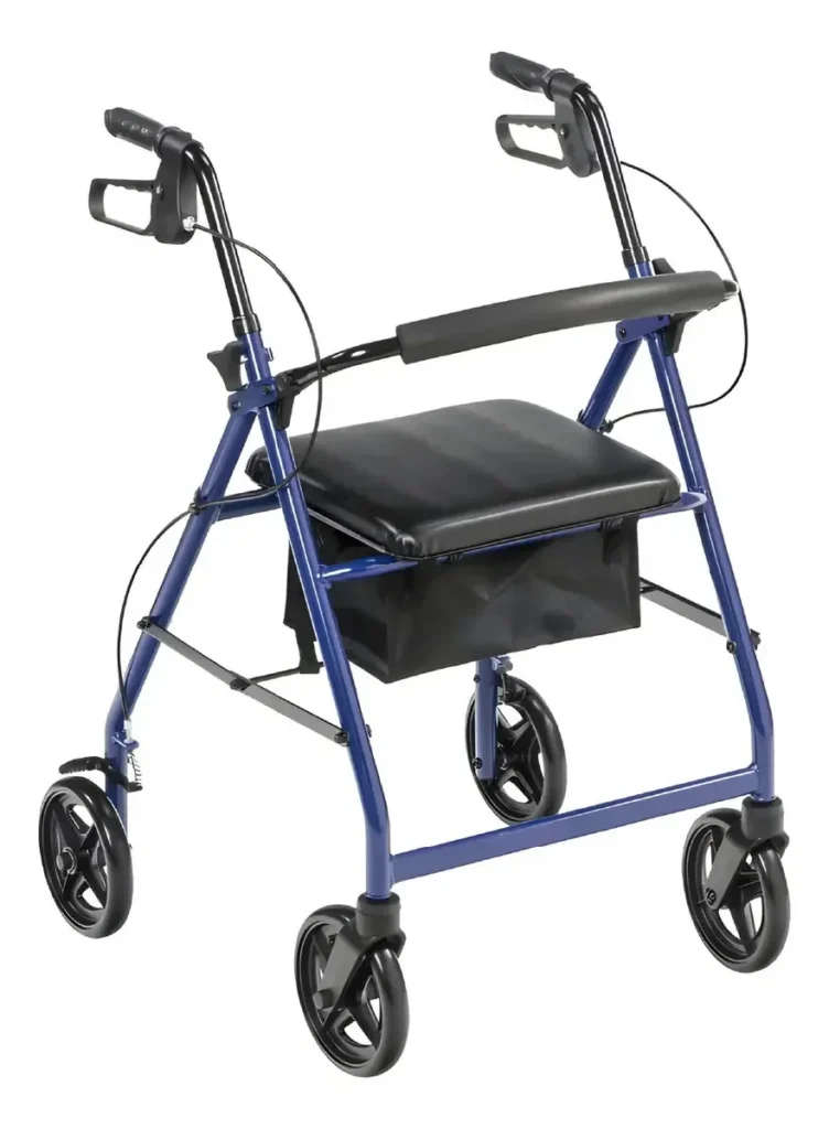 Andador Rollator (Burrito) 4 Ruedas con Asiento, Frenos y Canasto