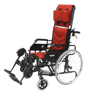 Silla de Ruedas de Aluminio Reclinable con Elevapiernas